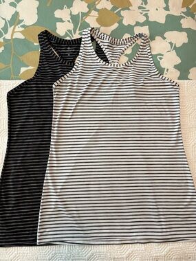Athleta (Set of 2) Chi High-Neck Stripe Tanks